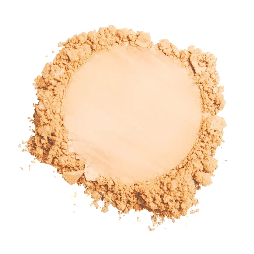 Close up image of makeup powder with a white background