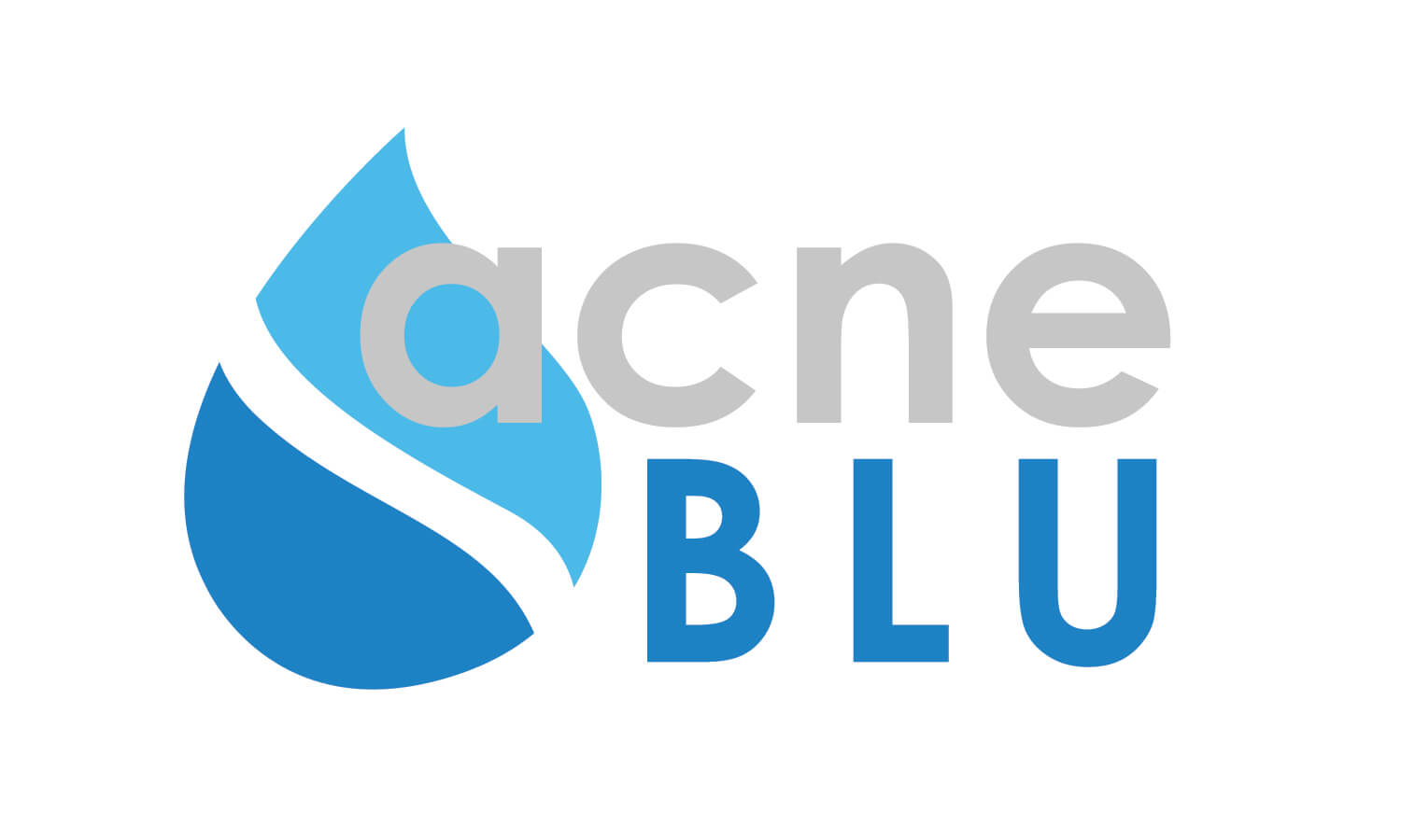 Acne Blu logo with a white background